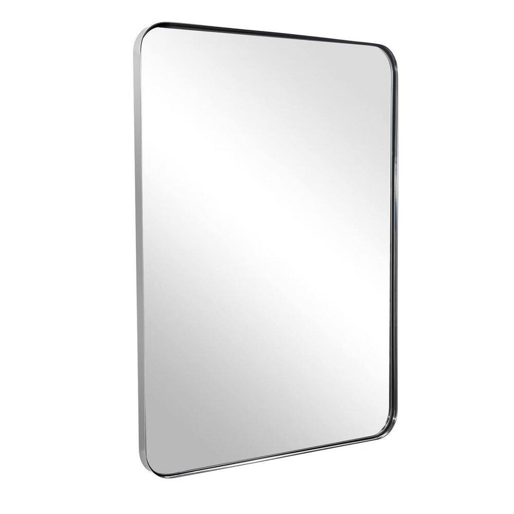 28 in. W x 36 in. H Rectangular Framed French Cleat Wall Mounted Tempered Glass Bathroom Vanity Mirror in Brushed Silver price history on PriceWatchPro
