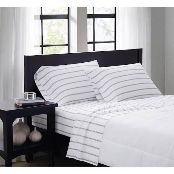 Truly Soft Ticking Stripe 3 Piece White, Black And White Bedding Sets Twin Xl