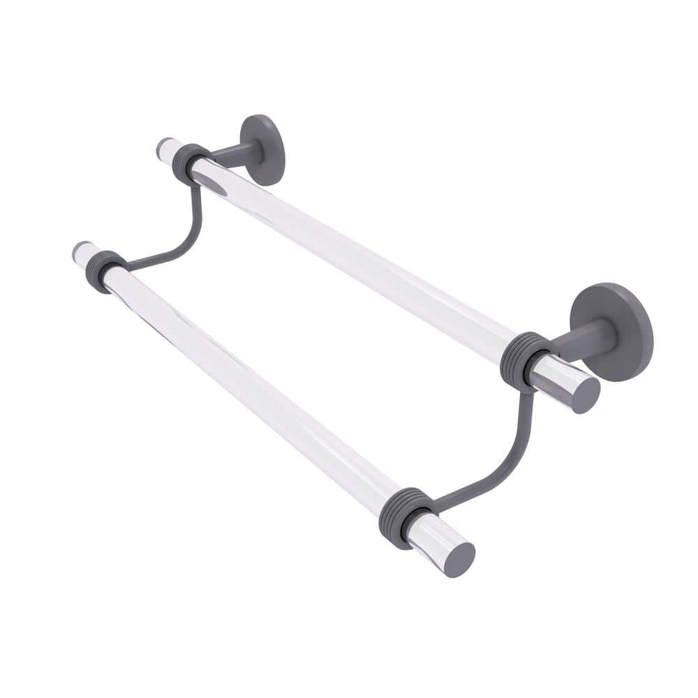 Clearview 24 in. Wall Mounted Double Towel Bar with Groovy Accents in Matte Gray price history on PriceWatchPro
