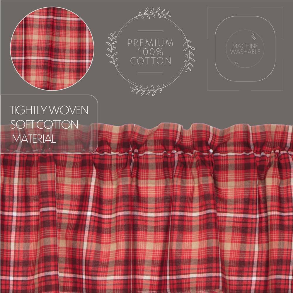 Braxton Red Plaid Scalloped Cotton Valance 16x60