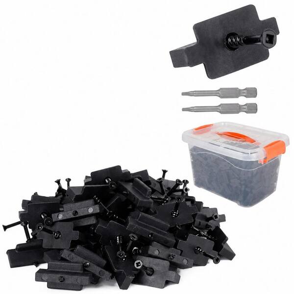 High Density Nylon Black Corrosion Resistant Hidden Deck Fasteners T Clips for Composite Decking (1000-Pack)