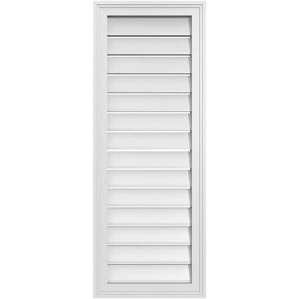 Ekena Millwork 16 in. x 42 in. Vertical Surface Mount PVC Gable Vent: Functional with Brickmould Frame