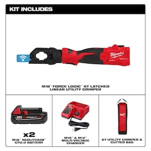 M18 18-Volt Lithium-Ion Cordless FORCE LOGIC 6T Latched Linear Utility Crimper Kit