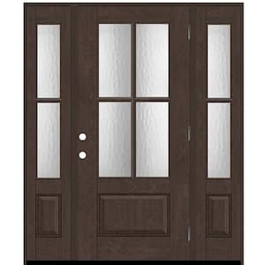 Regency 64 in. x 80 in. 3/4 Lite 4SDL Oasis Deco Glass LHOS Prefinish Hickory Fiberglass Prehung Front Door 2 12 in. SL