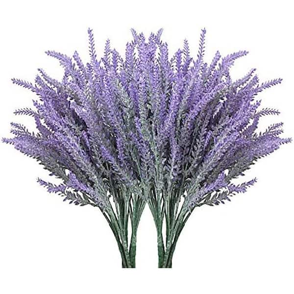 Unbranded 0.10 in. 10 Bundles Purple Artificial Lavender Flowers Faux Plastic Plants Branch Stem for Home Wedding Indoor Outdoor