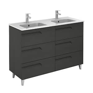 Vitale 48 in. W x 18 in. D 6-Drawers Vanity in Grey Nature with White Basin