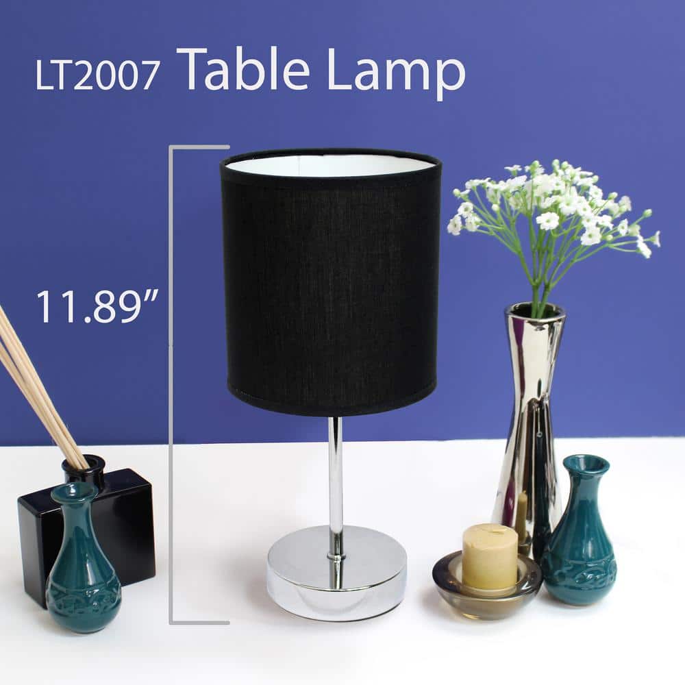 Black Chrome Mini Table Lamp with Fabric Shade