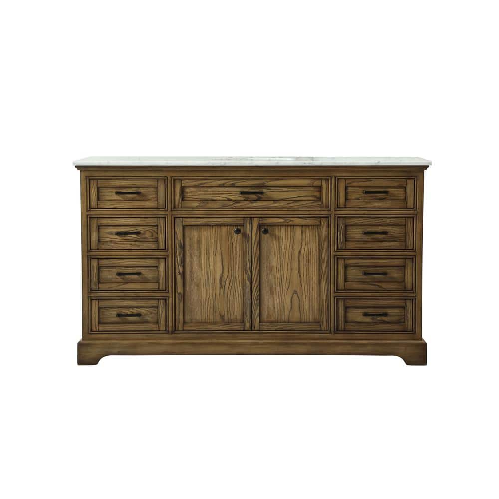 Simply Living 60 in. W x 21.5 in. D x 35 in. H Bath Vanity in Driftwood wit