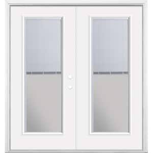 72 in. x 80 in. Primed White Steel Prehung Left-Hand Inswing Mini Blind Patio Door in Vinyl Frame with Brickmold
