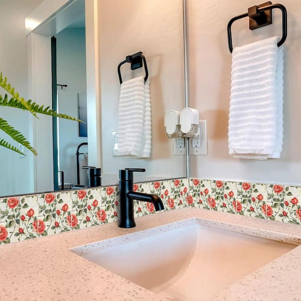 Red and Green R129 8 in. x 8 in. Vinyl Peel and Stick Tile (24-Tiles, 10.67 sq. ft. / Pack)