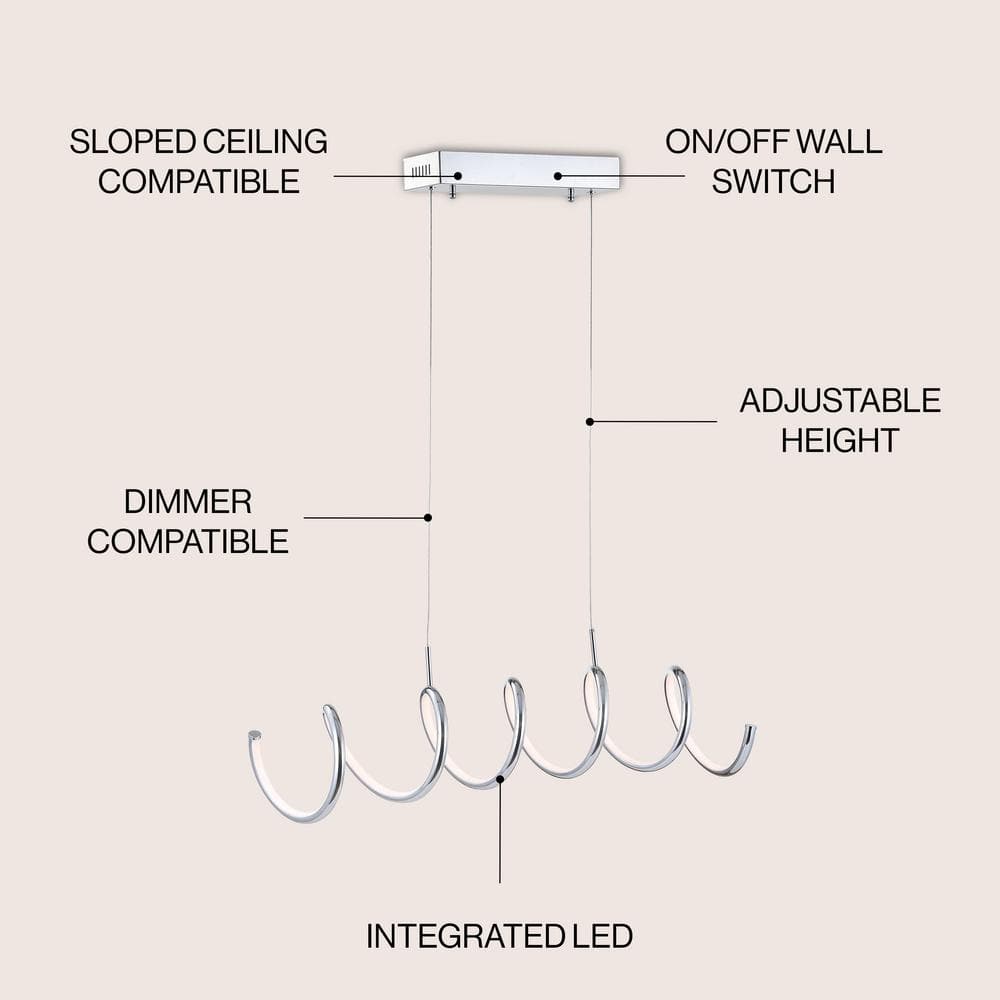 Ali 31" Chrome LED Linear Pendant Light