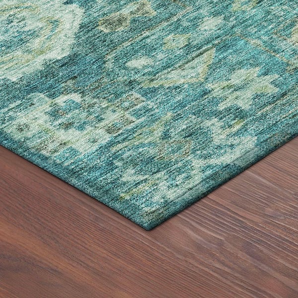 Chantille Machine Washable Indoor/Outdoor Abstract ACN2356 Turquoise 2 ft. x 3 ft. Accent Rug