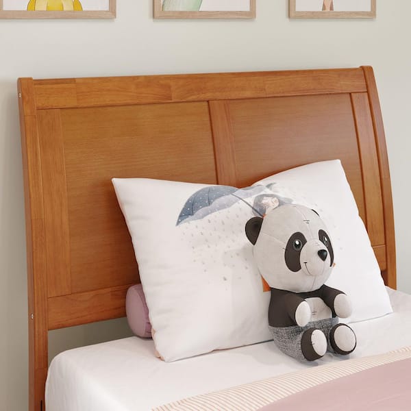 AFI Portland Light Toffee Natural Bronze Twin Sleigh Solid Wood Panel Headboard with Attachable Charger