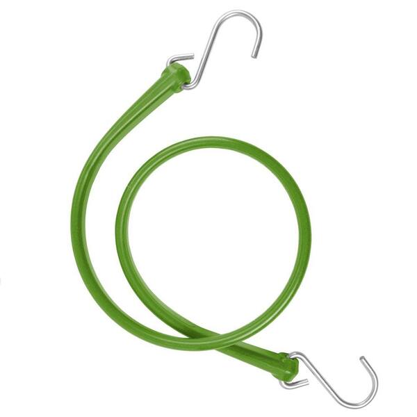 The Perfect Bungee 31 in. Polyurethane Bungee Strap with Stainless Steel S-Hooks (Overall Length: 36 in.) in Just Ducky Green-DISCONTINUED