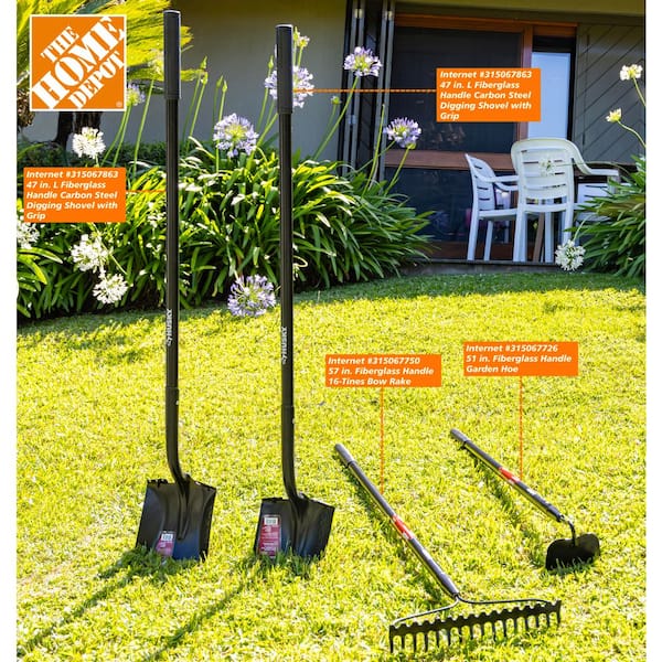 47 in. L Fiberglass Handle Carbon Steel Transfer Shovel with Grip