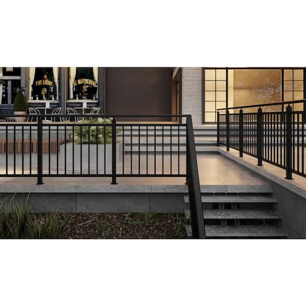 Acadia 38 in. H x 39 in W Black Aluminum Continuous Banister Kit Stair Railing Kit