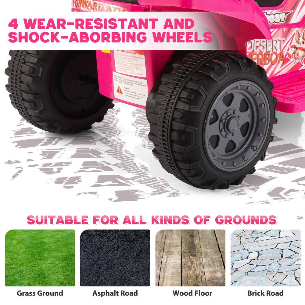6V Pink All-Terrain Kids Quad with Music and Horn