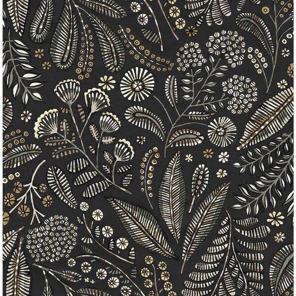 Briar Black Floral Wallpaper Sample