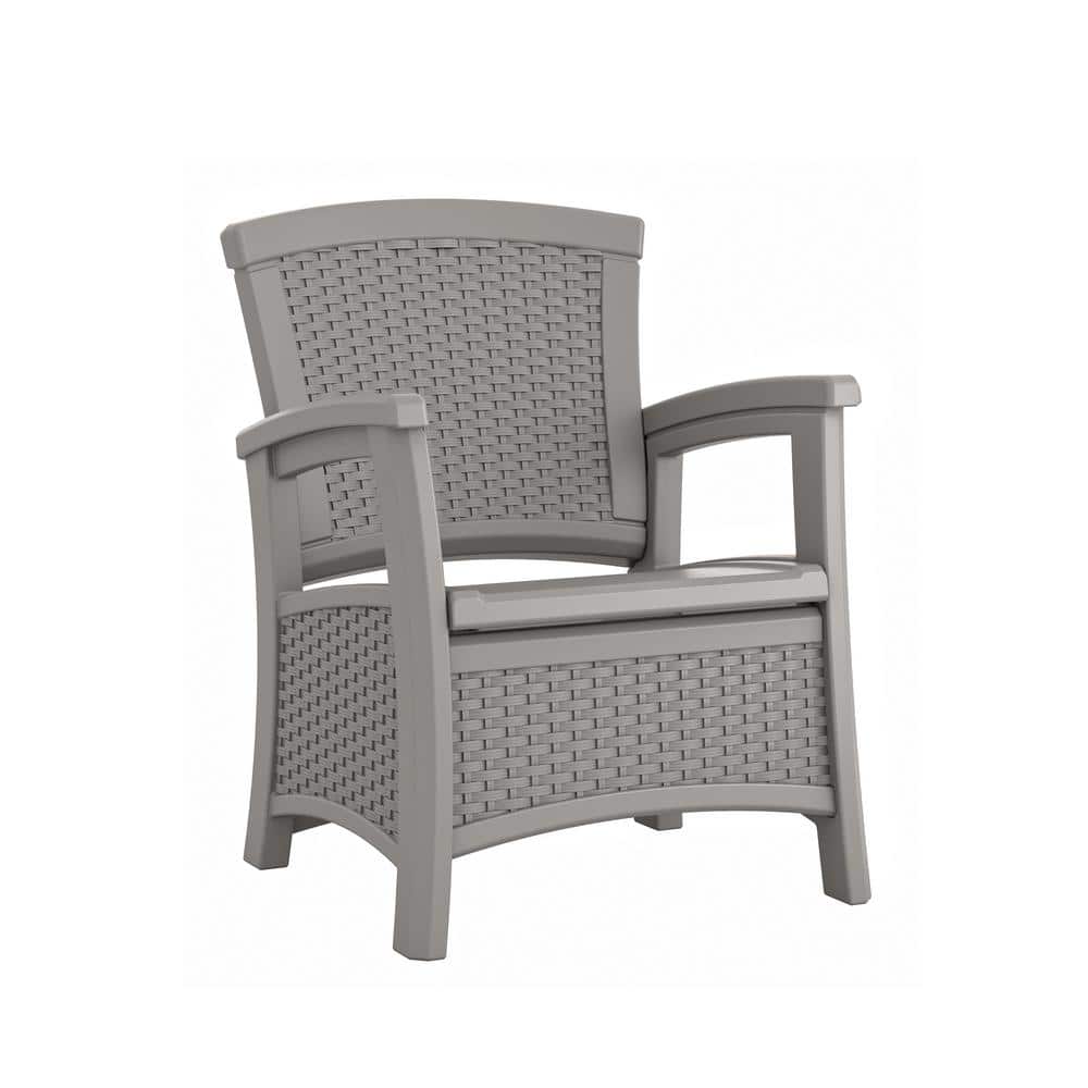 Suncast Elements Dove Gray Plastic Outdoor Lounge Chair with Storage BMCC1800DG The Home Depot