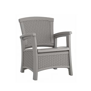 Elements Dove Gray Plastic Outdoor Lounge Chair with Storage
