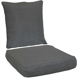 24 in. x 22 in. x 4 in. Deep Seating Outdoor Dining Chair Back and Seat Cushion Set in Gray