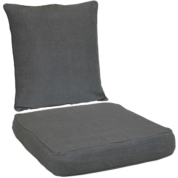 Sunnydaze 24 in. x 22 in. x 4 in. Deep Seating Outdoor Dining Chair Back and Seat Cushion Set in Gray