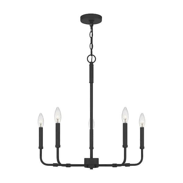 Quoizel Abner 5- Light Matte Black Chandelier