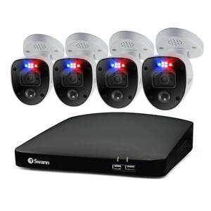 8-Channel 4K UHD 2TB DVR Security Camera System with 4 Wired Enforcer Bullet Cameras and Loud Siren
