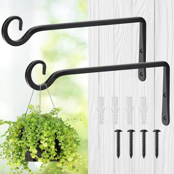 thumbnail image 2 of 2 Pack Heavy-Duty Metal Wall Hooks - 10 Inch Plant Basket Hangers For Lanterns, Bird Feeders 2 of 4
