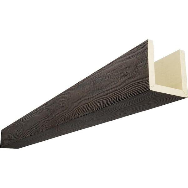 Ekena Millwork Timberthane 6 in. x 4 in. x 8 ft. 3-Sided (U-Beam) Sandblasted Hickory Faux Wood Ceiling Beam