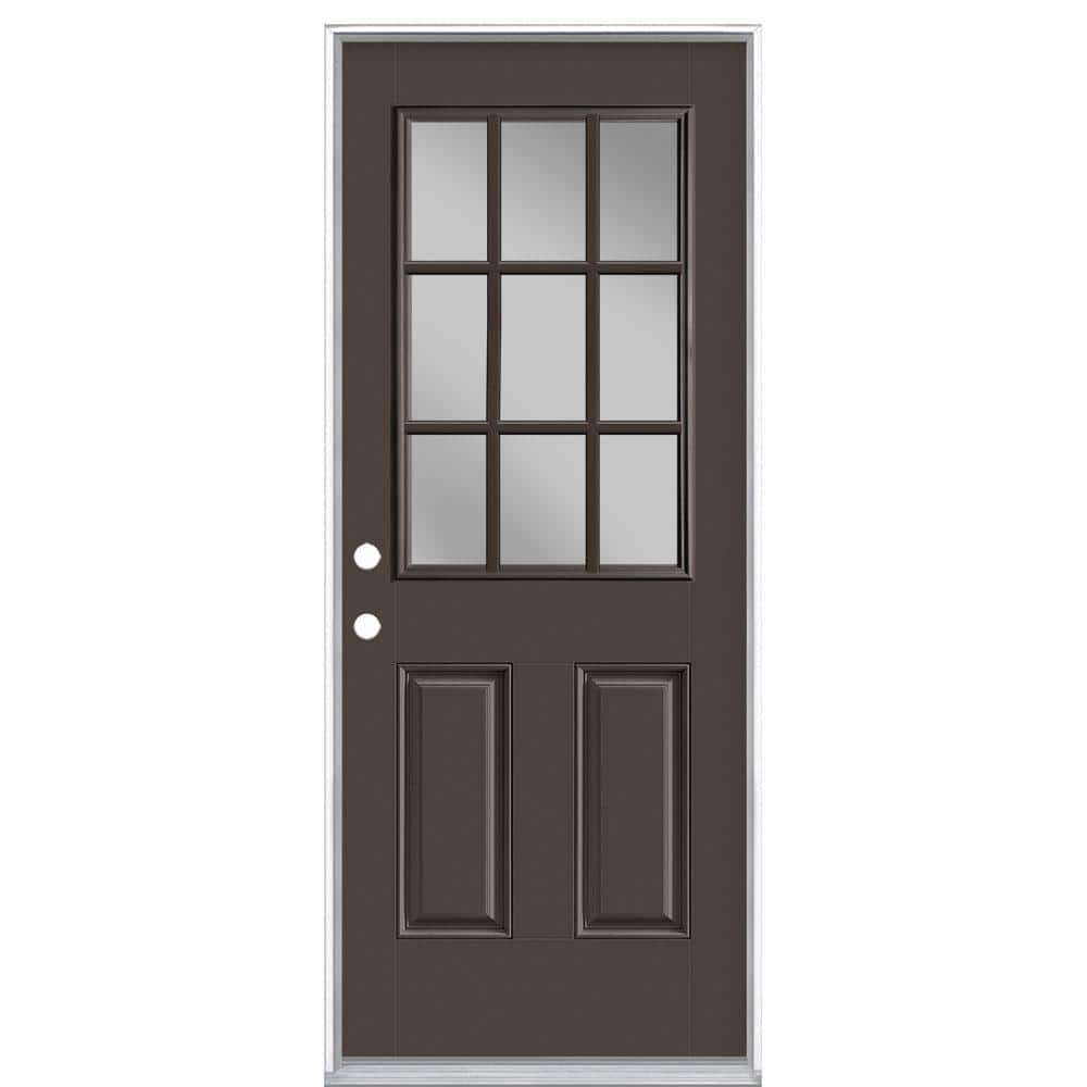 32 in. x 80 in. 9 Lite Willow Wood Right-Hand Inswing Painted Smooth Fiberglass Prehung Front Exterior Door, Vinyl Frame price history on PriceWatchPro