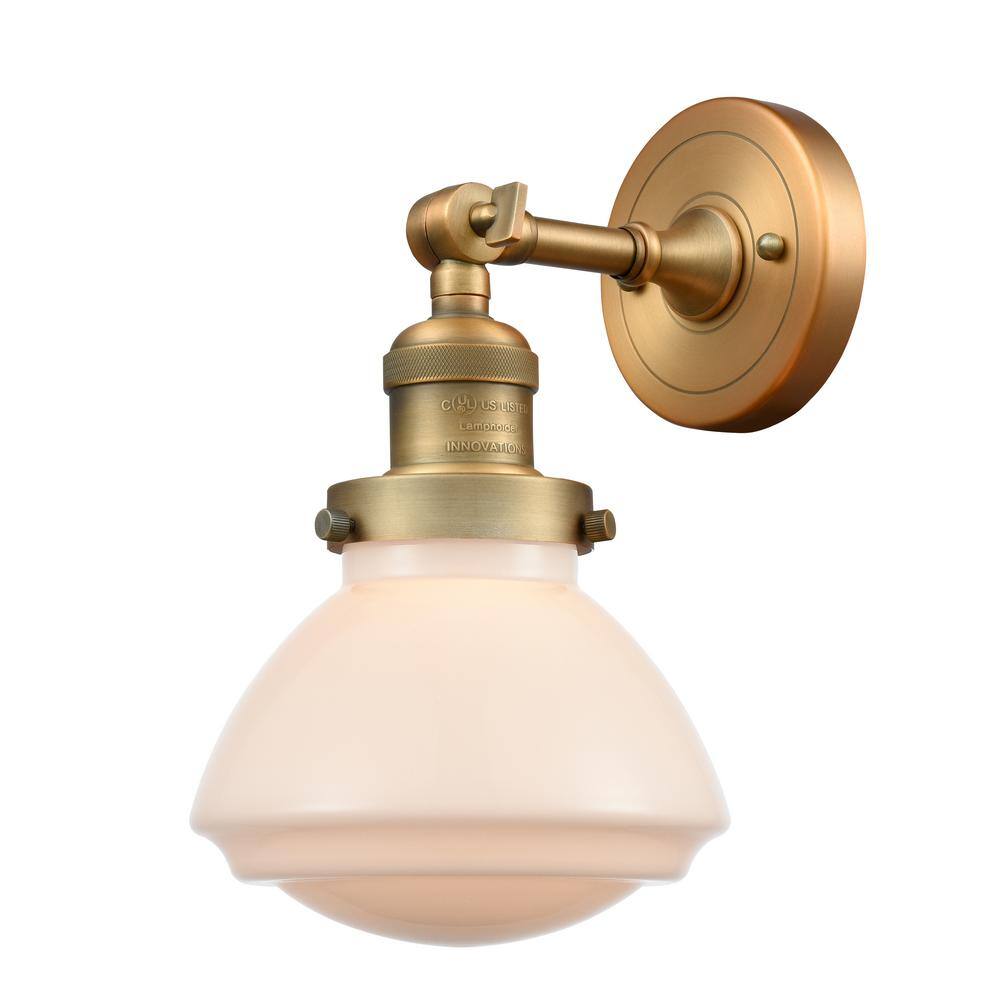 Olean 1-Light Brushed Brass, Matte White Wall Sconce with White Glass Shade price history on PriceWatchPro