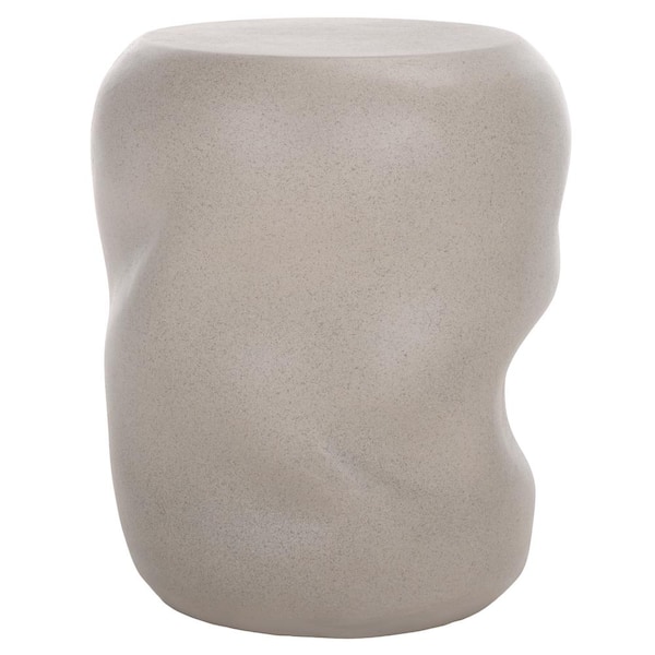 SAFAVIEH Carrick 17.7 in. Gray Round Concrete End Table