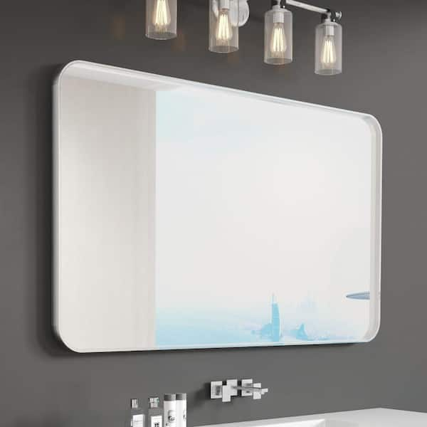 60 in. W x 36 in. H Rectangular Aluminum Framed Wall Bathroom Vanity Mirror in Silver