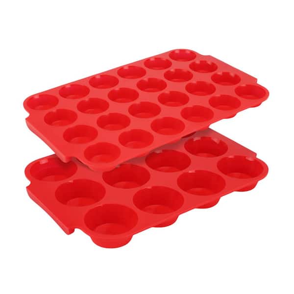 2-Pack Platinum Silicone Muffin Pan Set Nonstick Food-Grade Baking Mold Standard and Mini Cupcake Pan