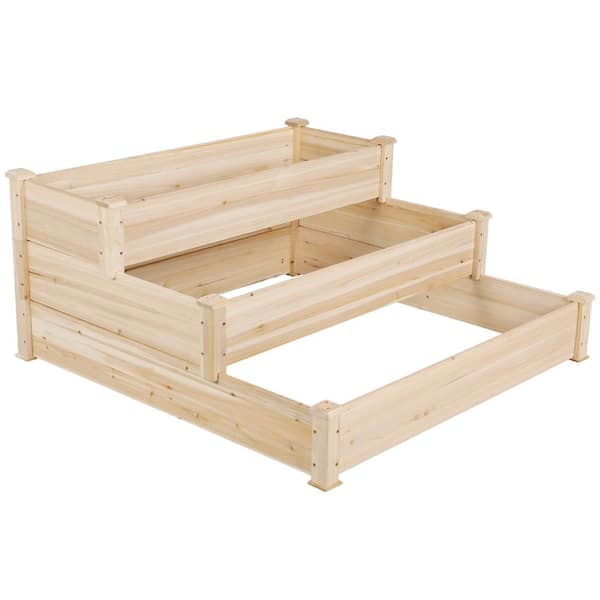 4 ft. x 4 ft. 3 Tier Wooden Raised Garden Bed Planter Kit for Flowers & Vegetables