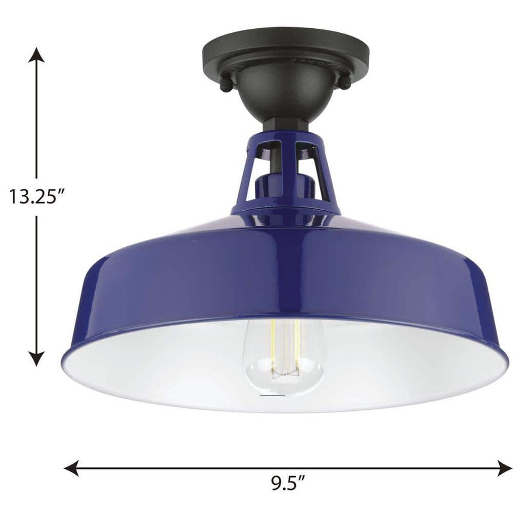Navy Aluminum Farmhouse Semi-Flush Mount Light