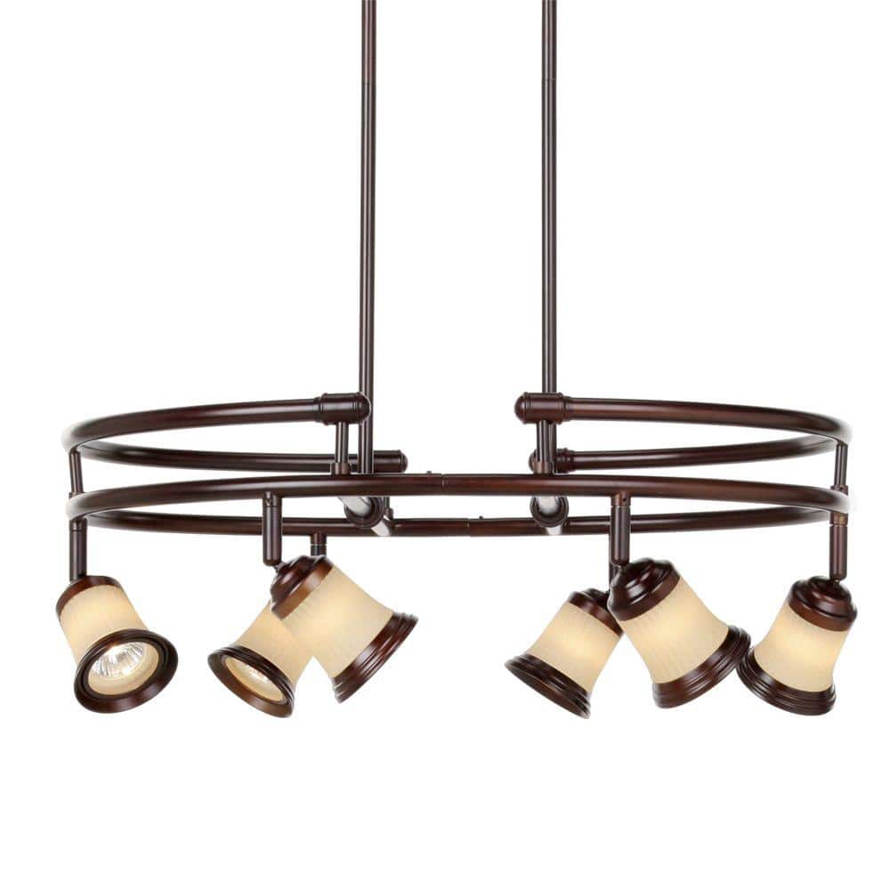 UPC 008938600507 product image for 6-Light Antique Bronze Multi-Directional Chandelier with Frosted Glass Shades | upcitemdb.com