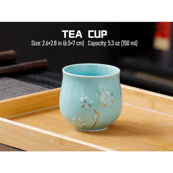 JFVKAF Tea Set with 1 Teapot 6 Tea Cups 1 Tray 1 Stainless Infuser
