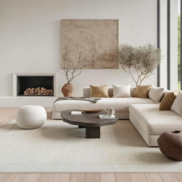 Nordic Ivory 9 ft. x 12 ft. Geometric Contemporary Area Rug