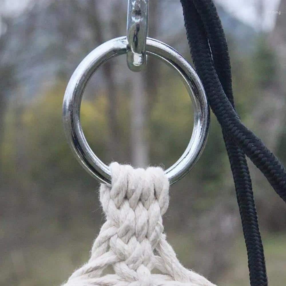 Beige Cotton Rope Portable Hanging Hammock Chair