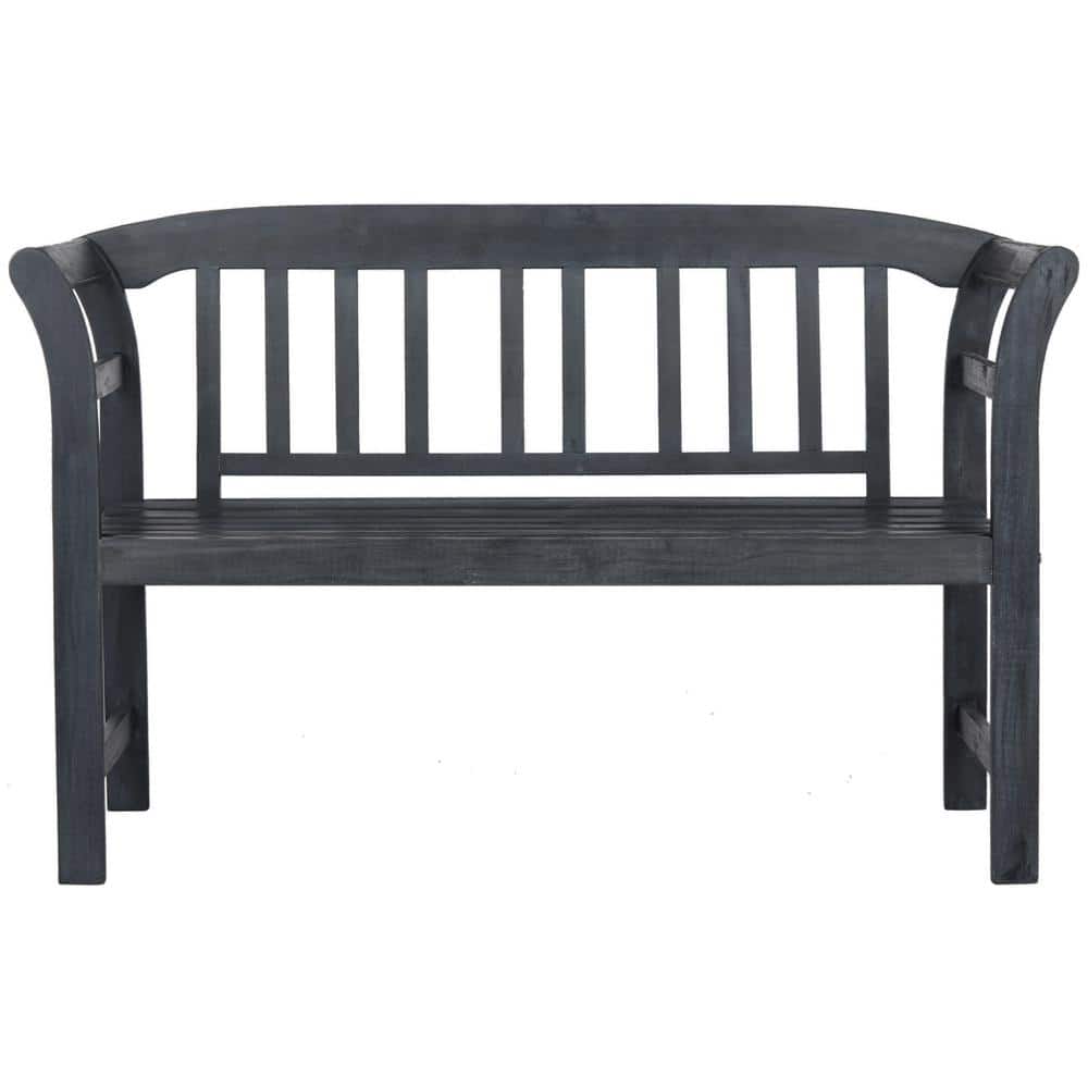 Transitional Ash Grey Acacia Wood 2-Seat Outdoor Bench