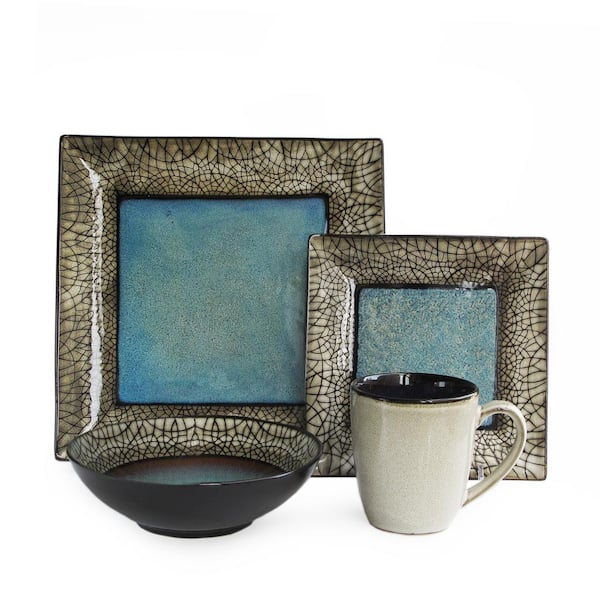 American Atelier Via Roma 16-Piece Casual Blue Stone Dinnerware Set (Service for 4)