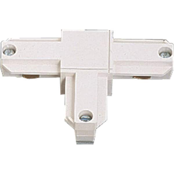 Progress Lighting White Track Accessory with T-Connector - Inside Right Polarity