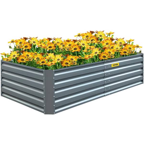 80 in. x 40 in. x 19 in. Gray Metal Galvanized Raised Garden Bed