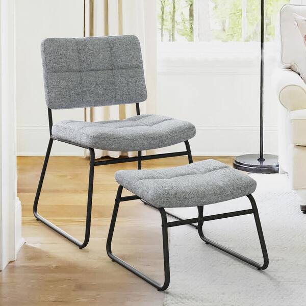 armless lounge chair with ottoman