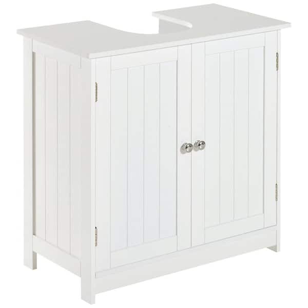 HOMCOM 11.75 in. W x 23.5 in. D x 23.5 in. H H Bath Vanity Cabinet without Top with 2 Doors in White