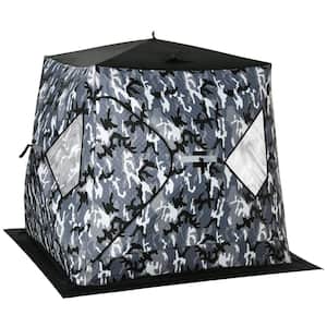 Clam Portable 6 ft. x 6 ft. Pop Up Ice Fishing Angler Hub Shelter in Blue  CLAM-14474 - The Home Depot