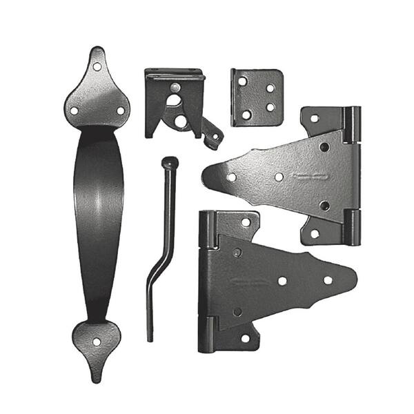 NUVO IRON Wooden Gate Combo Kit with Two 6 in. Tee Hinges, Latch with