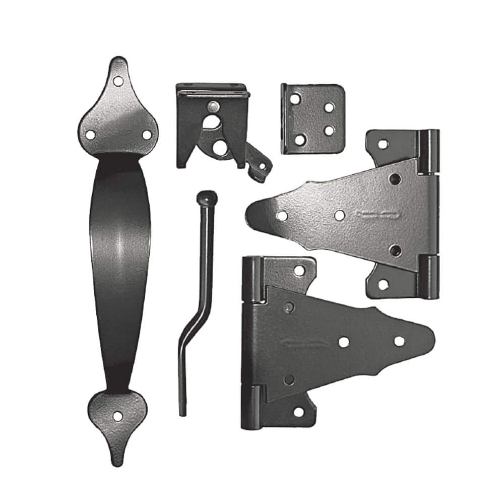 Heavy Duty Black Satin Gate Hardware Kit for Wood and Vinyl